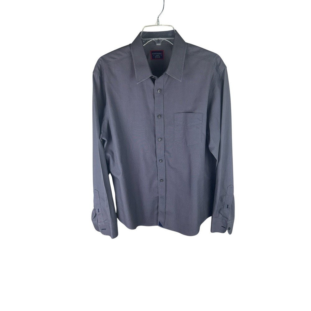UNTUCKit Mens Wrinkle Free Cotton Button Down Shirt Charcoal Grey Large